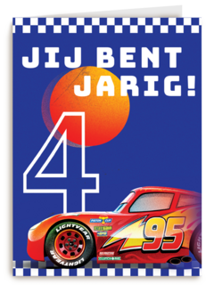 Cars verjaardagskaart Bliksem McQueen 4 jaar