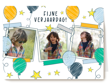 Fijne verjaardag 3 fotokaart ballonnen