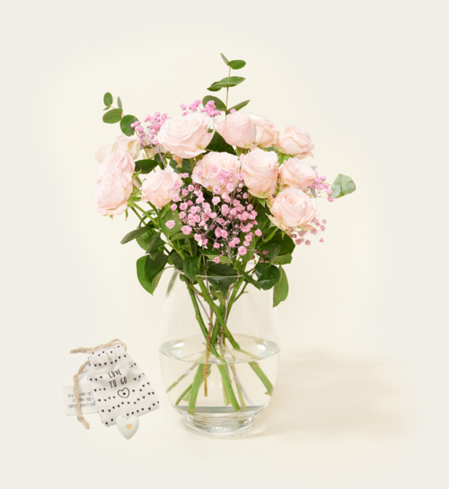 Brievenbusbloemen Ombre Rosa met Gelukshartje