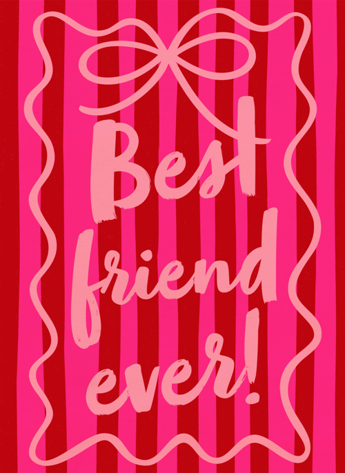 Houten Kaart Valentijn | Houten Kaart Hallmark | Valentijn | Valentine Best Friend Ever Pink