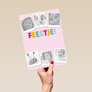 roze uitnodiging kinder feestje meisje