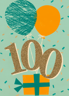 verjaardagskaart 100 jaar met ballonnen