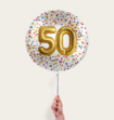 Ballon 50 jaar Confetti Goud 