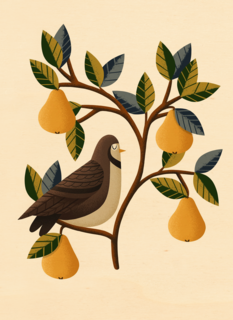 takken met vogel en fruit