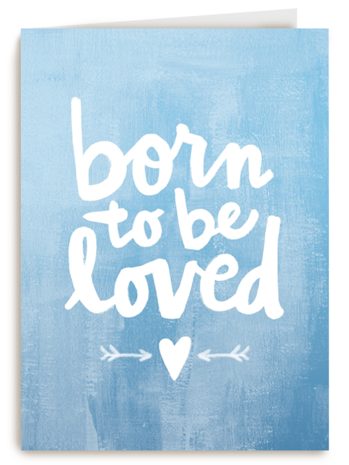 Kaart Hallmark | Geboorte Felicitatie | Geboortekaartje Born To Be Loved Blauw