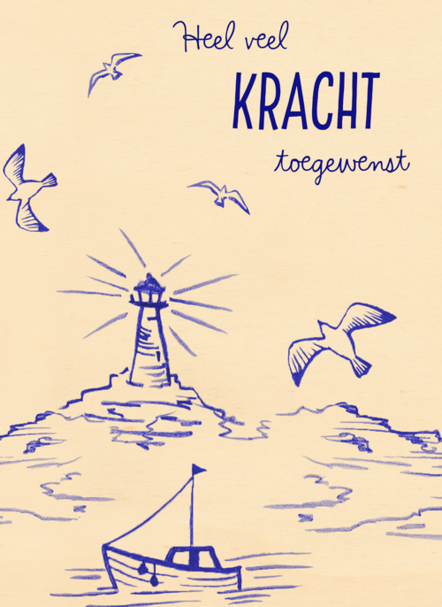 Houten Kaart Condoleance Kaarten | Houten Kaart Hallmark | Condoleance Kaarten | Sterktekaart Heel Veel Kracht Toegewenst Vuurtoren