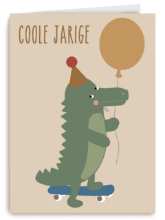 Verjaardagskaart krokodil met ballon