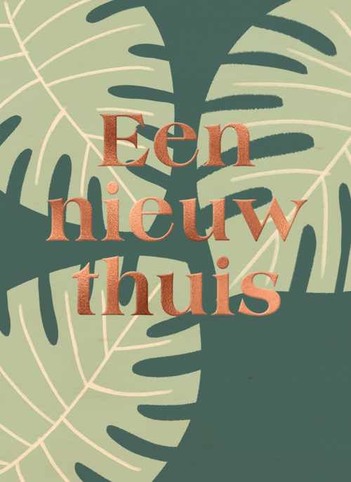 Houten Kaart Felicitatie Nieuwe Woning | Houten Kaart Hallmark | Felicitatie Nieuwe Woning | Een Nieuw Huis Met Palmbladeren