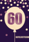 Verjaardagskaart leeftijden 60 paars ballon