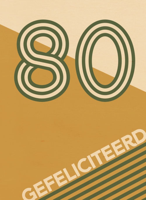 verjaardagskaart 80 op bruine achtergrond