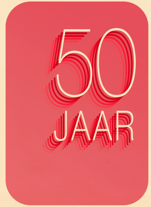 Verjaardagskaart 50 jaar roze rood