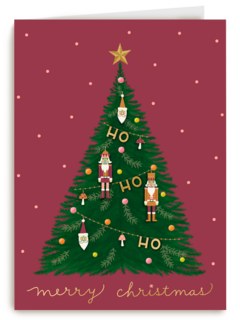 Kerstkaart kerstboom nutcracker