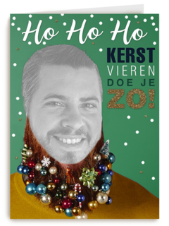 baard met kerstballen
