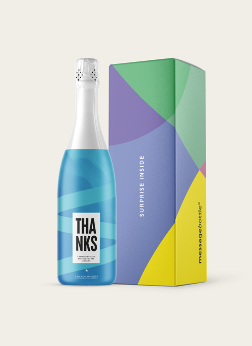 Cava Thanks In Geschenkverpakking | Messagebottle Cadeau Drank En Eten |