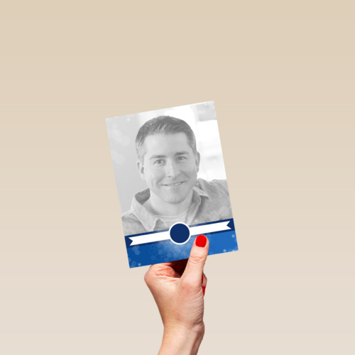 fotokaart jubileum blauw zoveel jaar in dienst