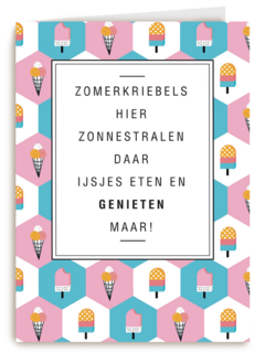 zomerkaart zomerkriebels zonnestralen ijsjes eten genieten