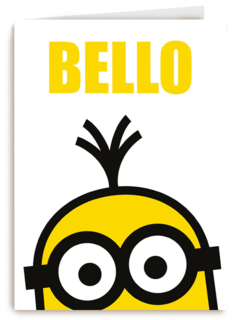 verjaardagskaart minions bello ogen