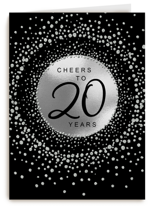 Verjaardagskaart leeftijden Cheers to 20 years