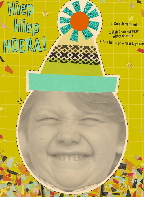 foto kaart verjaardag kids jongen met feestmuts