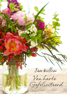 Verjaardagskaart vaas met bloemen
