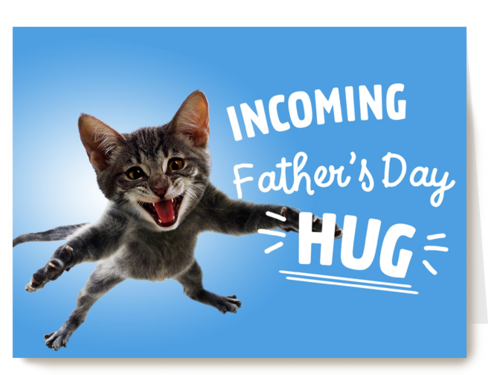 vaderdagkaart grappig incoming vaders day hug