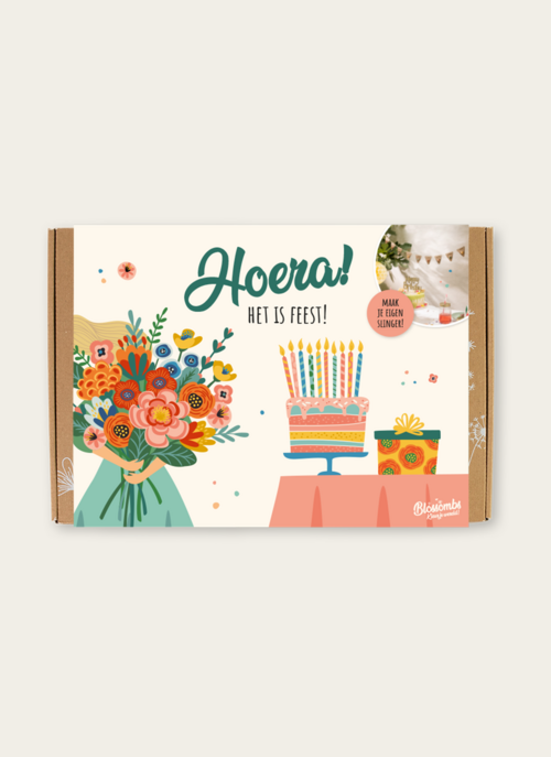 Hoera Het Is Feest Blossombs Box Met 9 Bloemzaden En Diy Slinger | Blossombs Cadeau Bloemen En Planten |
