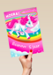 hoera een eenhoorn op een regenboog