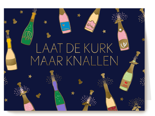 nieuwjaar kaart laat de kurk maar knallen