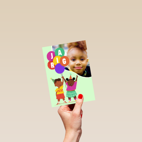 Kindjes met ballonnen fotokaart