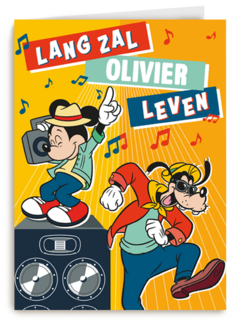 Verjaardagskaart Mickey en Goofy