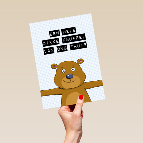 op kamp kaart een hele dikke knuffel van ons thuis