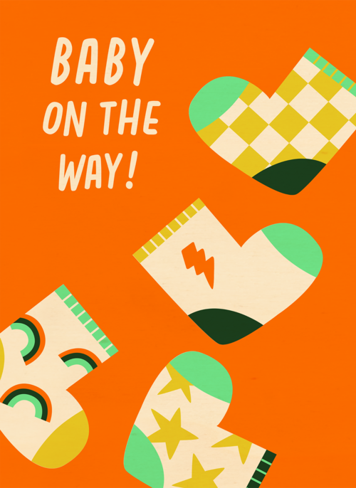 Houten Kaart Zwangerschap Felicitatie | Houten Kaart Hallmark | Zwangerschap Felicitatie | Zwangerschap Baby On The Way Oranje
