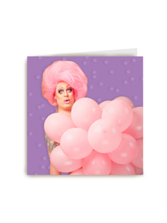 Verjaardagskaart dragqueen ballonnen