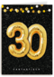 Verjaardagskaart leeftijden 30 ballonletters