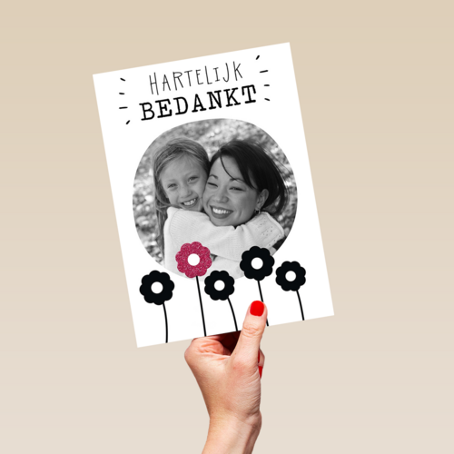 bedankt met vijf bloemen