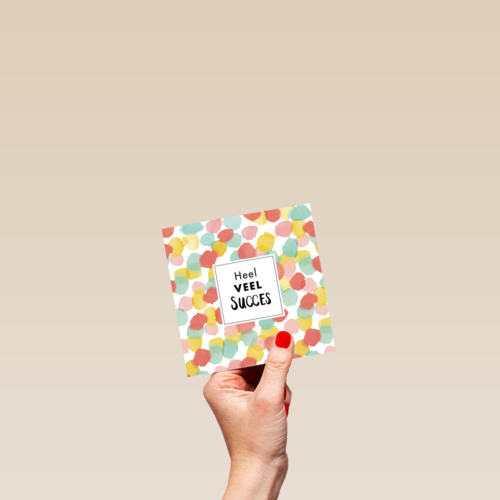 kaart heel veel succes ronde gekleurde bolletjes