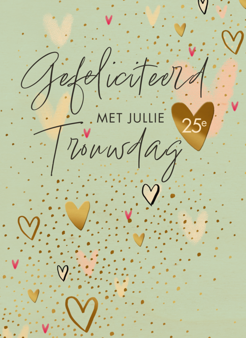 Houten Kaart Huwelijksjubileum | Houten Kaart Hallmark | Huwelijksjubileum | Gefeliciteerd Met Jullie 25e Trouwdag Hartjes