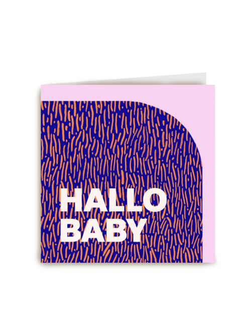Paarse design kaart hallo baby