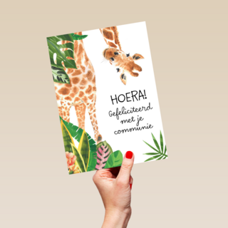 Hoera giraffe gefeliciteerd met je communie