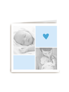 fotokaart baby blauwe hokjes