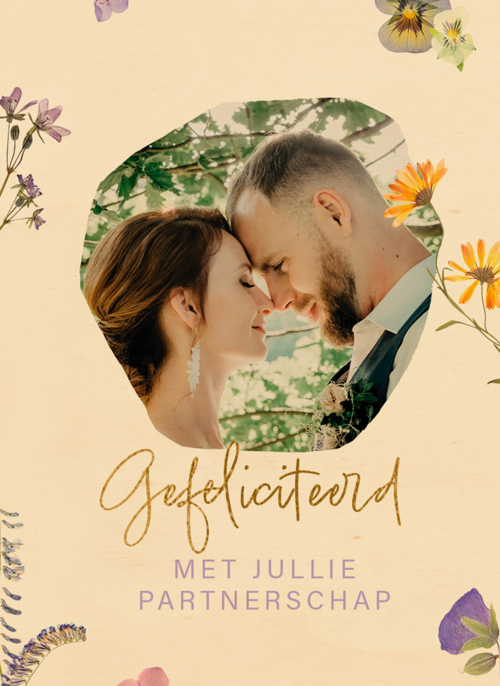 Houten Kaart Geregistreerd Partnerschap | Houten Kaart Hallmark | Geregistreerd Partnerschap | Fotokaart Voor Pas Getrouwd Stel Met