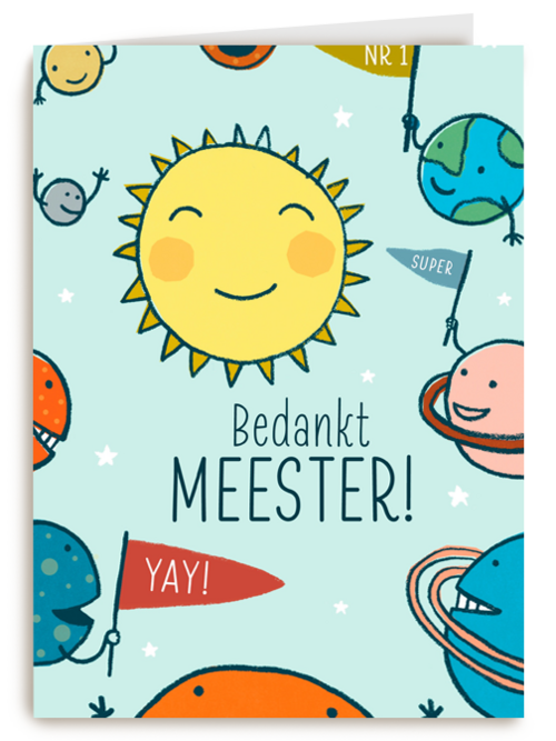 bedankt meester kaart met de zon en planeten