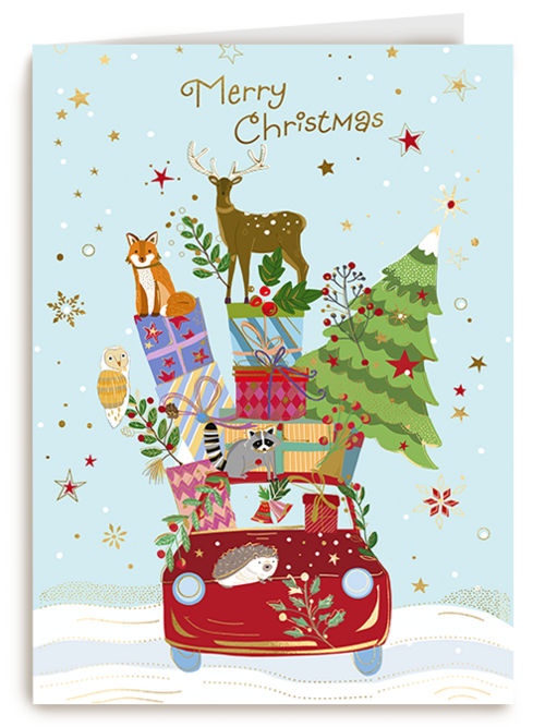 Kerstkaart Hallmark | Turnowsky Merry Christmas Car