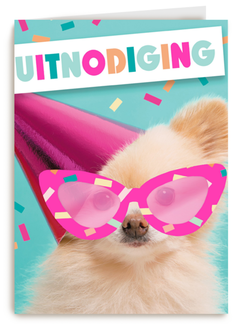 een uitnodiging van deze partyhond