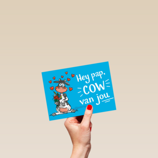 vaderdag kaart grappig hey pap cow van jou