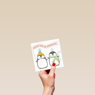 kerstkaart pinguins geniet van de feestdagen
