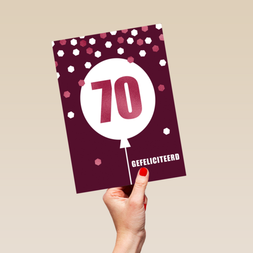 Verjaardagskaart leeftijden vrouw 70 ballon