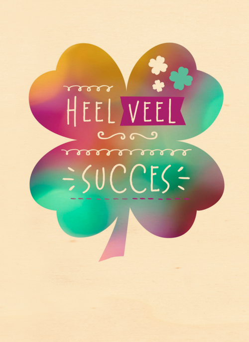 Houten Kaart | Kleurrijk Klavertje Vier