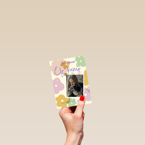 Veel plezier op kamp fotokaart bloemen