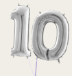 Cijferballon 10 Jaar Zilver XL